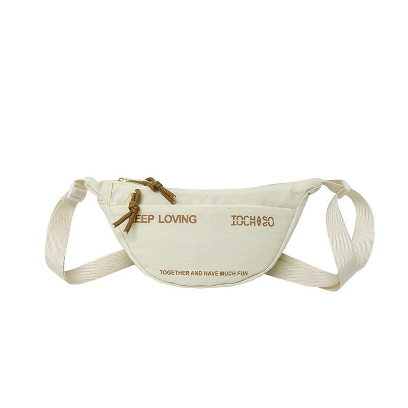 Blocked Color Simple Letter Printed Dumpling Shaped Children Bag Shoulder