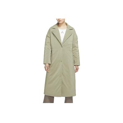 Embroidered Logo Trench Coat With Collar And Snap Buttons Women Outerwear Olive-Green DR0550-351