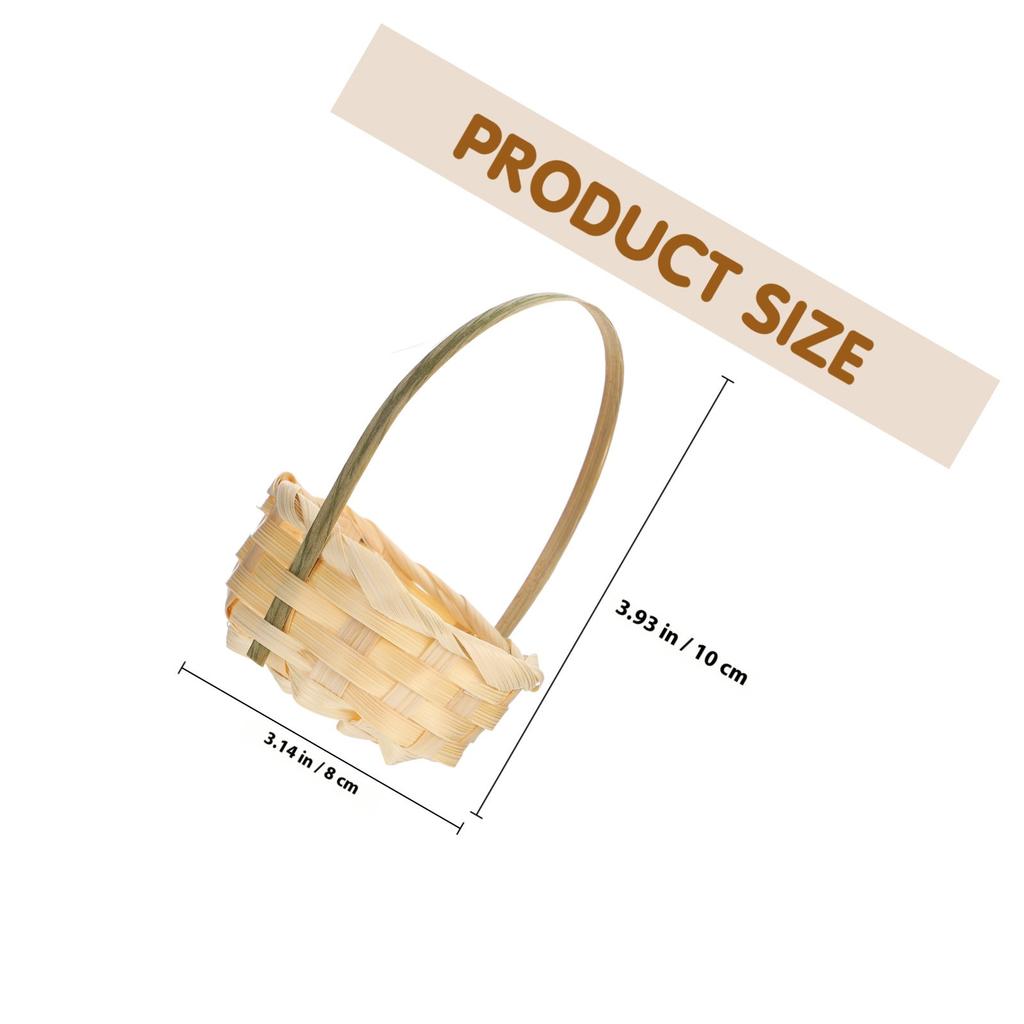 10Pcs Bamboo Hand-Held Flower Basket Simple Elegant Woven Basket for Home Office Decor Storage of Flowers Gifts Fruits