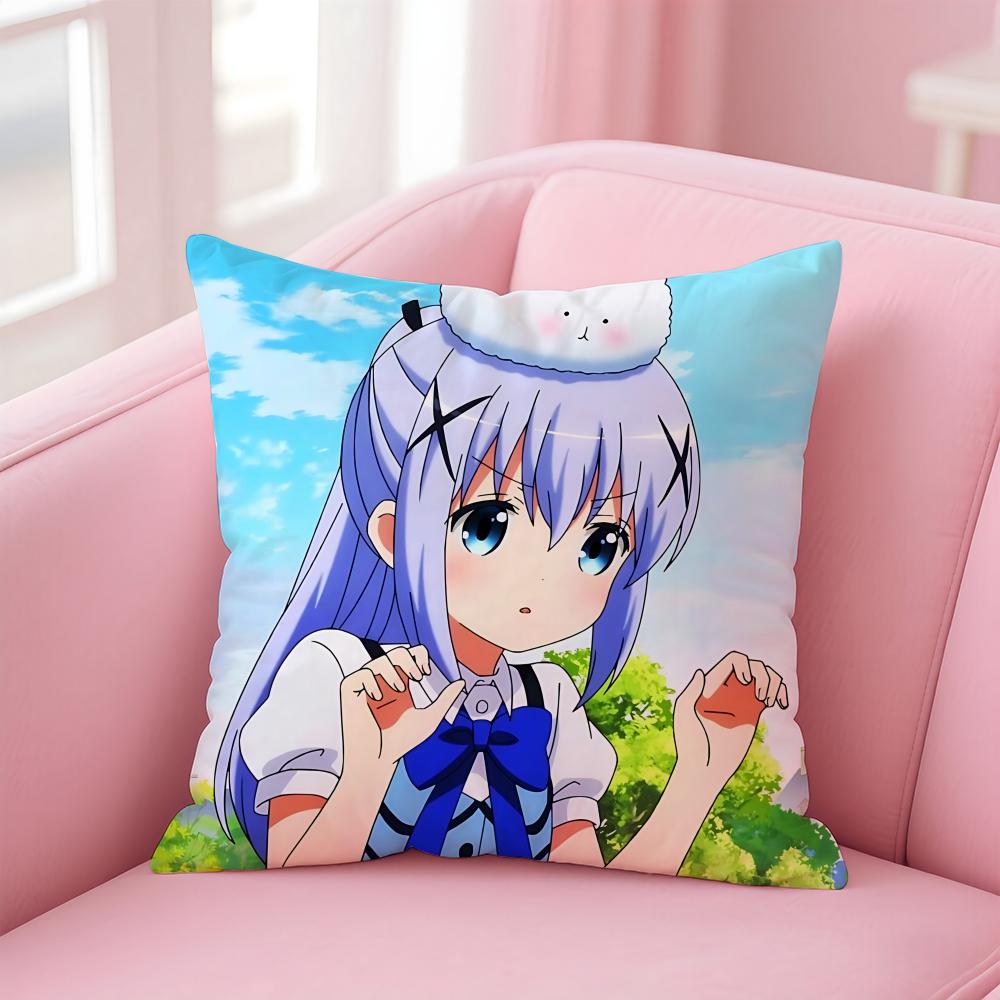 Anime Chino Kafu Cushion Cover Eco-Friendly Odorless Healthy Pillowcase Soft & Comfortable Kid-Safe No Filling