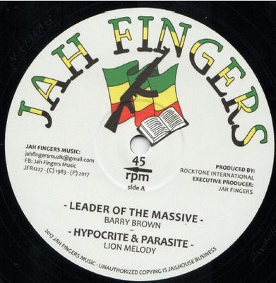 12inch Record BARRY BROWN / LION MELODY - Leader Of The Massive / Hypocrite A JFR1227 Jah Fingers Mus 2017 UK Reggae, Ska & Dub Used