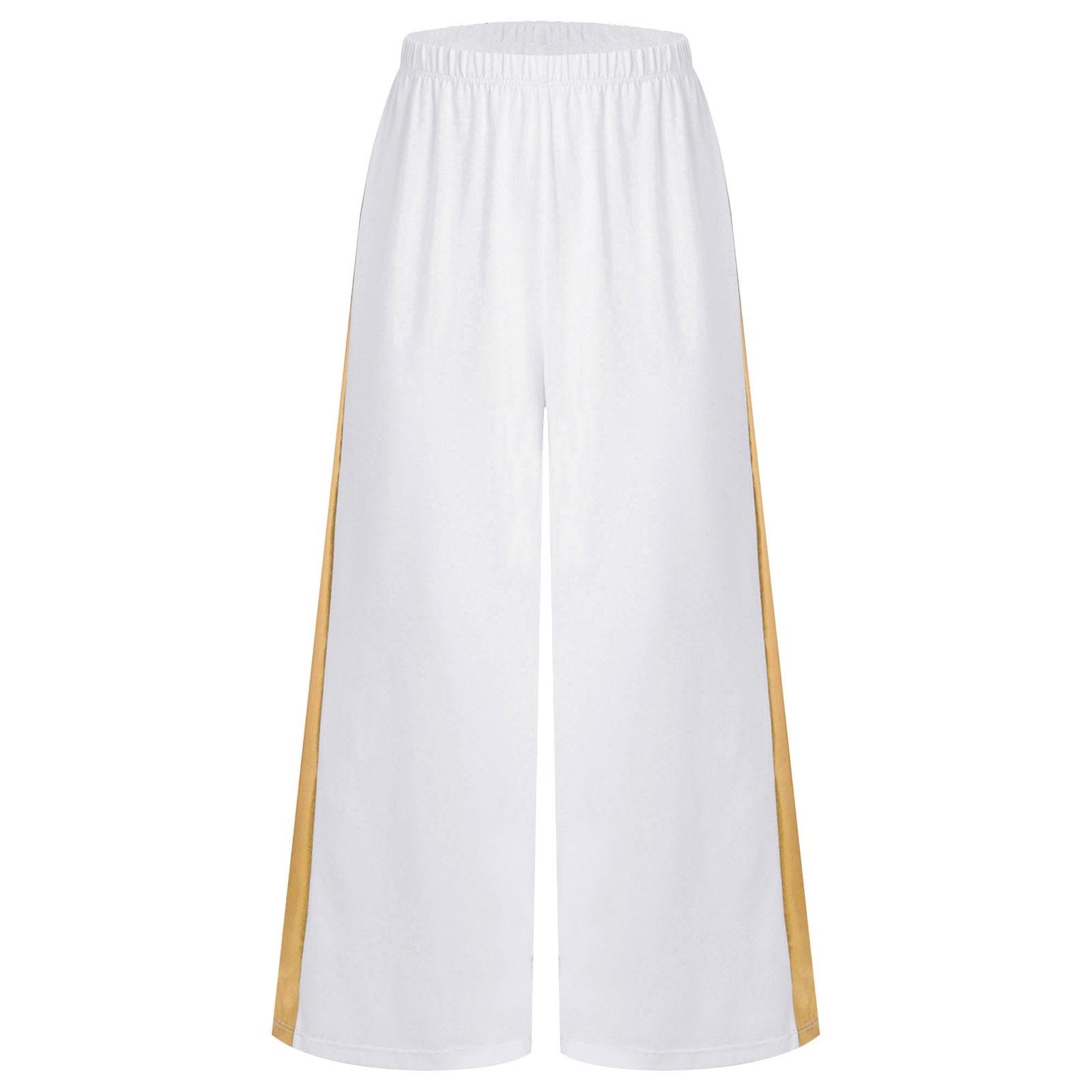 

Широкие брюки для девочек с металлическим принтом и высокой талией, эластичный пояс для литургических танцевальных представлений 5-6 Years