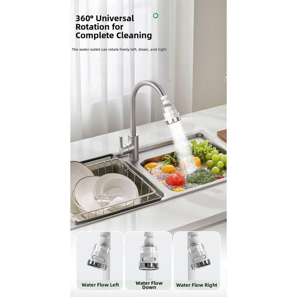 Multi Purpose Kitchen Faucet Filter with 360 Degree Rotation and Six Layer Filtration Includes 4 Replacement Cartridges
