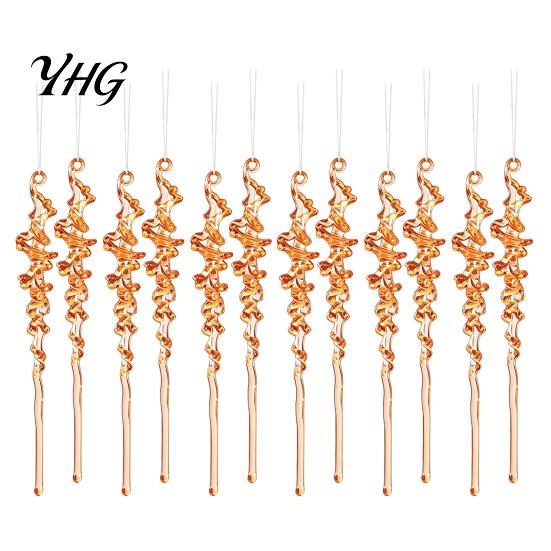 Decorative Hanging Lanyards Included 12Pcs Colorful Spiral Icicle Ornaments, Acrylic Twisted Ice Bar Decor for Christmas Tree, Easy Storage