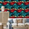 Ink Wallpaper Turquoise, Red and Burgundy for Living Room and Bedroom 50x1000