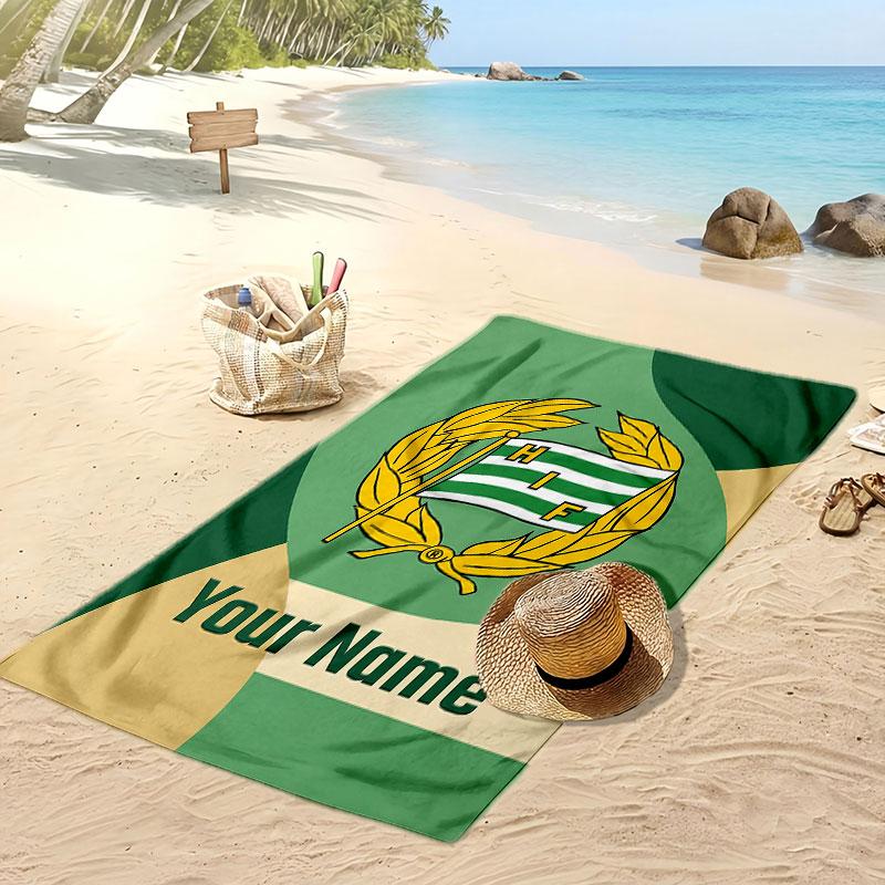 Asciugamano da Spiaggia Personalizzato Stampato Hammarby Logo Calcio Supporto Nome Personalizzato Testo Asciugamano Assorbente Per Sport Viaggio Regalo Speciale