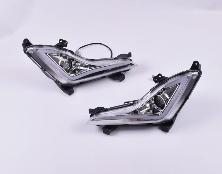 1Pair LED DRL Daytime Running Lights Fog Lamp For Hyundai Elantra 2014 2015 2016 Car Front Bumper Fog Lamps Turn Singal White
