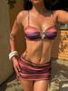 Europäischer Batik-Bikini mit Musselin-Rock - Modisches Sexy Dreiteiliges Set für 2026