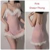 Pyjama doux pour femme, sexy, col en V, maille transparente, plumes, bretelles, chemise de nuit, ensemble uniforme