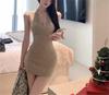 2026 pure desire wind v-neck knitted vest dress women's summer tight short skirt sexy waist hip skirt tide