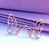 Purple Gold-Plated Rose Gold Hollow Butterfly Stud Earrings Femininity High-End Fashion Color Gold Ear Jewelry