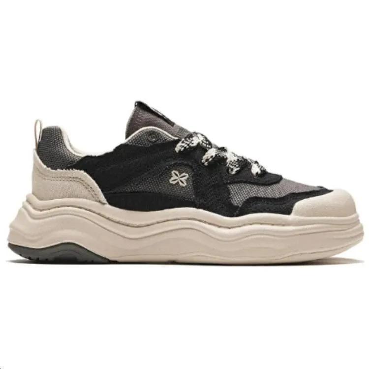 Anta Lava Cake Waterproof Cushioning Low top Skateboard Shoes Women's Black White Gray (Unisex) Skate Shoes 122428060 5