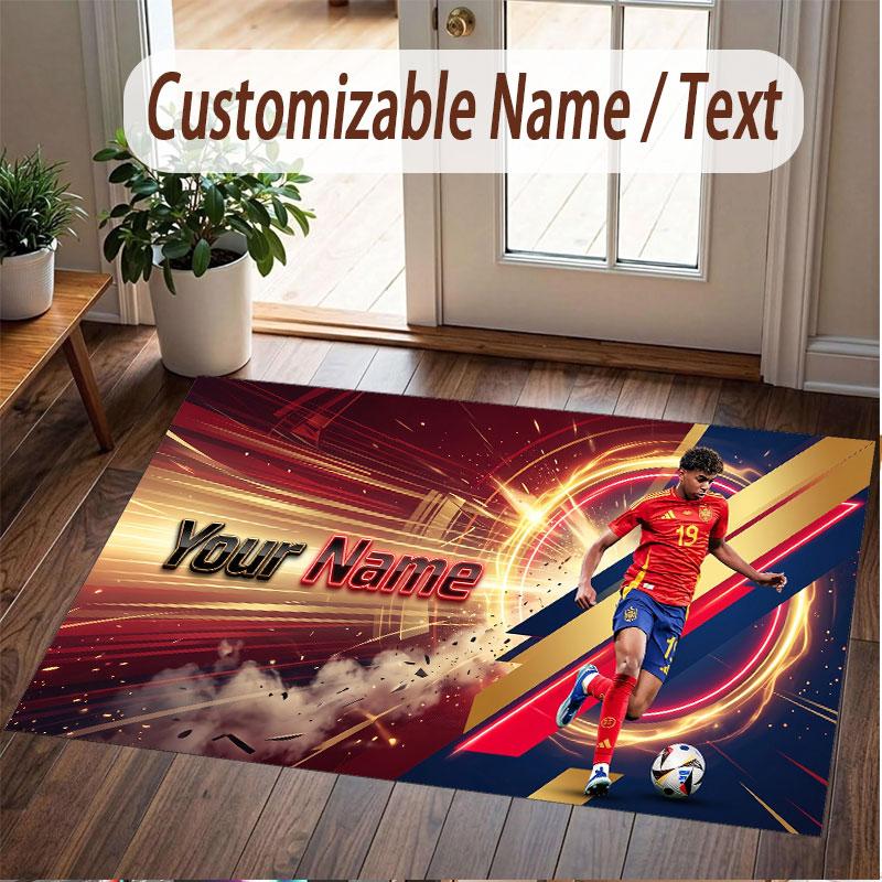 Custom Rug Lamine Yamal Pattern Print Name Text Soft Non‑Slip Floor Carpet for Home Indoor Decoration