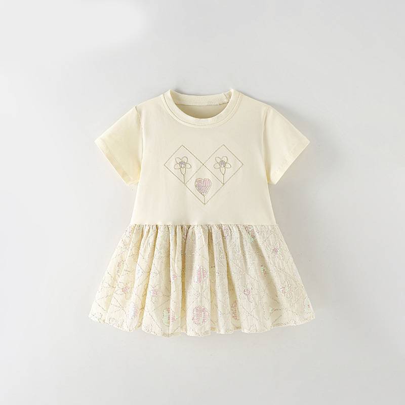 Girl Summer Cotton Princess Dress With Breathable Mesh For Toddler Girls