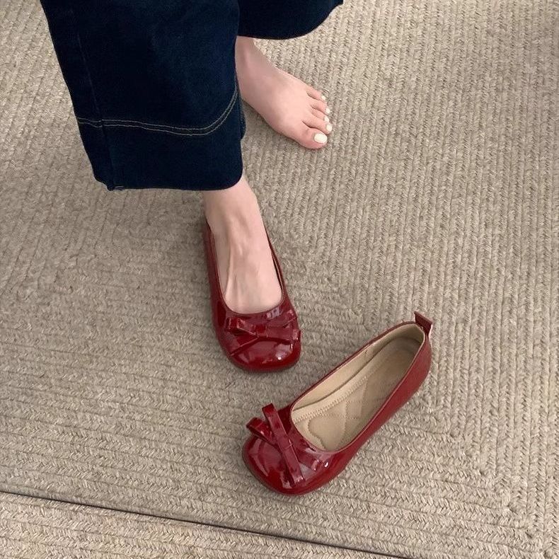 Flat Lolita shoes with skirt single shoes Japanese college style bow Mary Jane shoes women's 2025 summer and autumn new models