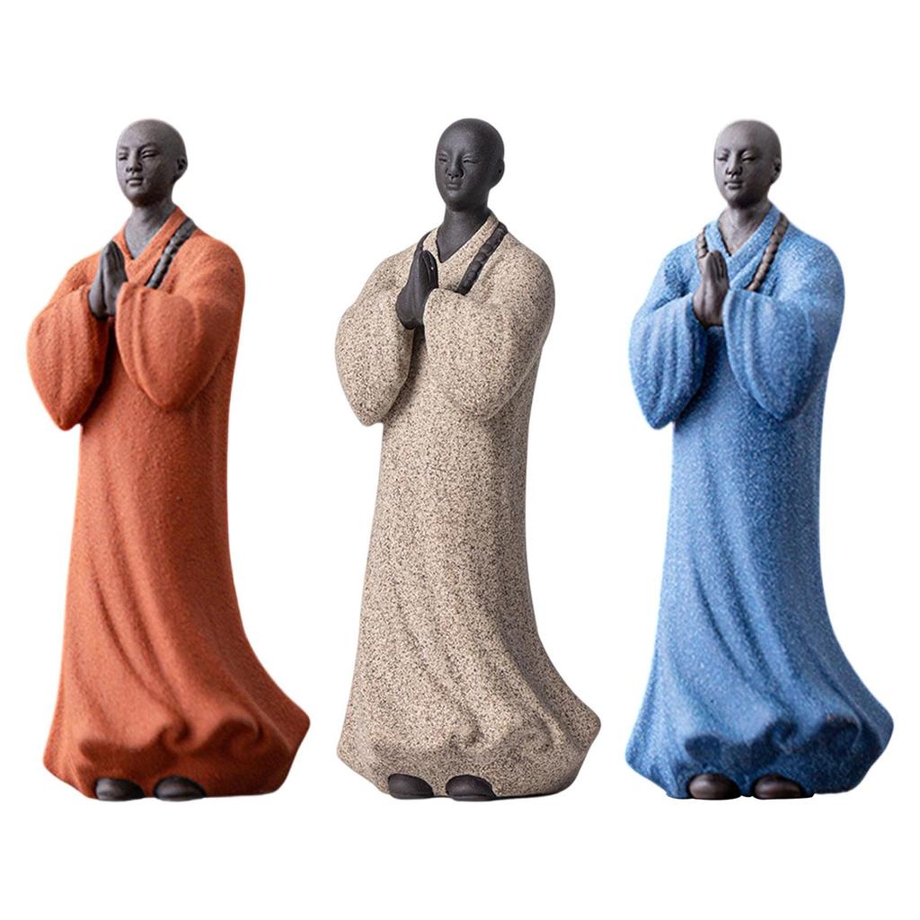 Chinese Buddha Statue Monk Figure Tea Pet Stylish and Elegant Home Decoration Monk Figurine for Business Car Living Room Yard