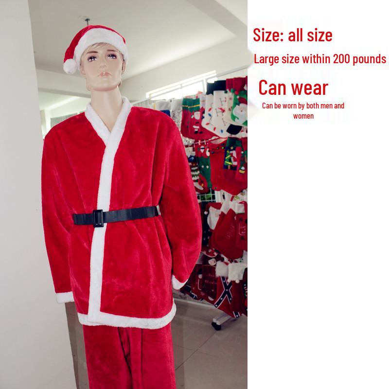 Unisex Adult Santa Claus Costume Set: 5/7-Piece Plush Outfit with Makeup Accessories