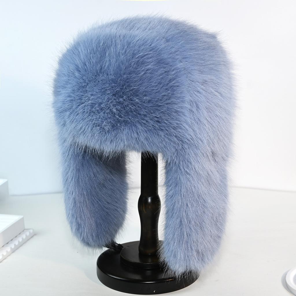 Winter women's thickened warm windproof faux fur fox fur ear-protecting plush hat