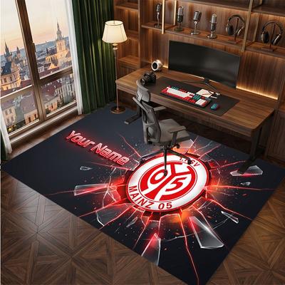Mainz 05 Benutzerdefinierter Kristall-Samt-Teppich, Personalisierter Name Textdruck, Fußball-Logo Weiche Rutschfeste Fußmatte Heimdekoration Geschenk