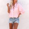 JPNTKY Women's Fashion Casual Solid Color Print Long Sleeve POLO Neck Blouses & Shirts