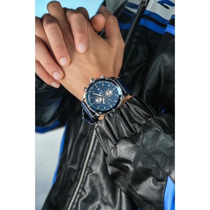 SAPPHERO Men's Analog Quartz Watch 50m Waterproof Luminous Date Display Artificial Leather Band Hard Mineral Glass Business Outdoor Blue