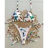 Sexy Leopard Print Patchwork Halter Bikini Set New Swimwear Women's Swimsuit Beachwear Lacing Up Bathing Suit