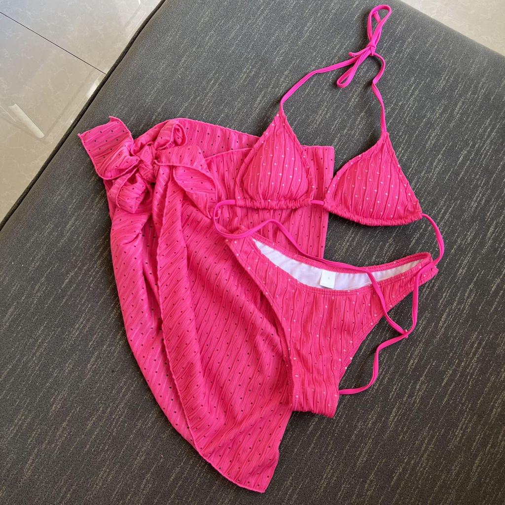 2025 European & American Backless Three-Piece Tie-Up Swimsuit