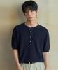 Wednesday Oasis Washable Minimal Henley Neck Half Knit_Navy(Wc26Kn46)