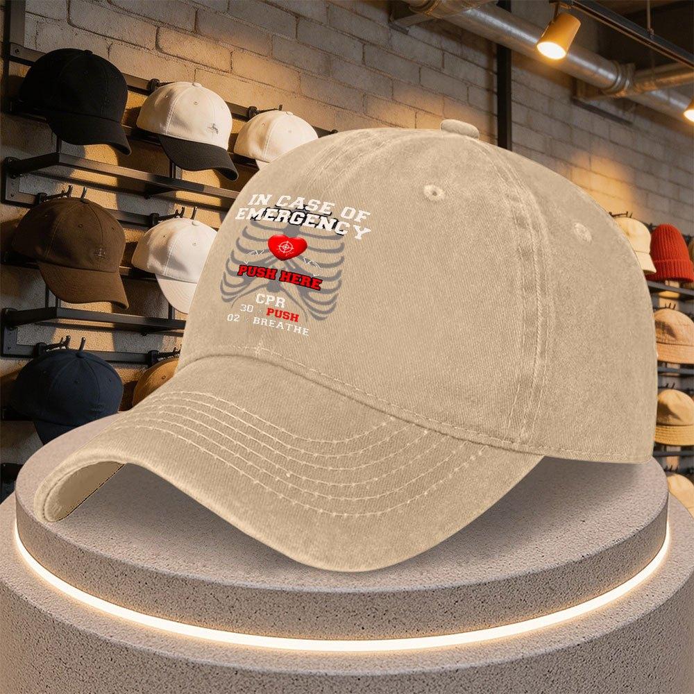 First Aid CPR Instructions Baseball Cap Duckbill Hat Adjustable Casual Party Outdoor Sports Accessory