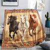Horse Print Flannel Blanket, High Quality Comfortable for All Seasons, Home Decor, Warmth and Comfort, Perfect for Christmas Gifts