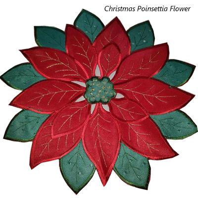 Tovaglietta da tavola ricamata con fiore di Stella di Natale rossa in tessuto sottobicchiere decorazione e accessori per la tavola di Natale