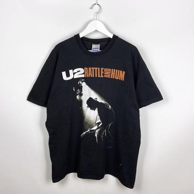 Vintage 90er U2 Rattle Hum Band Retro Stil Schwarz Unisex T-Shirt S5XL KH8235