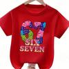 Summer Childrens Tshirt with Interesting 67digit Printed Pattern Comfortable and Soft Roundneck Top for Boys and Girls