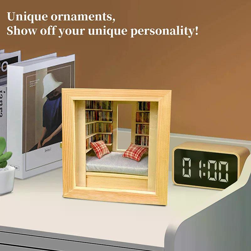 1 Set Miniature Room Decoration Creative Anti-Anxiety Bookshelf Handmade Room Box With Exquisite Wooden Scenes