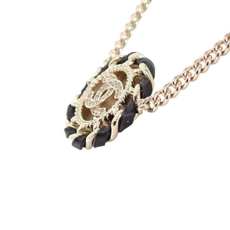 Chanel ABG722B22896 Necklace Champagne Gold Metal/leather Women