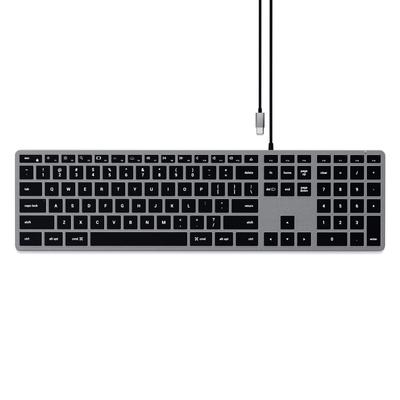 Satechi Slim W3 Wired Backlit Keyboard with US Layout Numeric Keypad with MacBook Mac iPad Pro and USB-C (Compatible Pro, iMac, Mini, Later) (3 Zones)