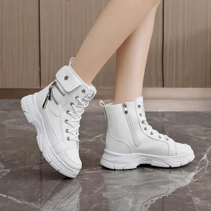 New Fashion Women's Winter Ankle Boots Warm Anti-slip Casual Shoes Woman Snow Boots High Quality Zipper Motorcycle Boot