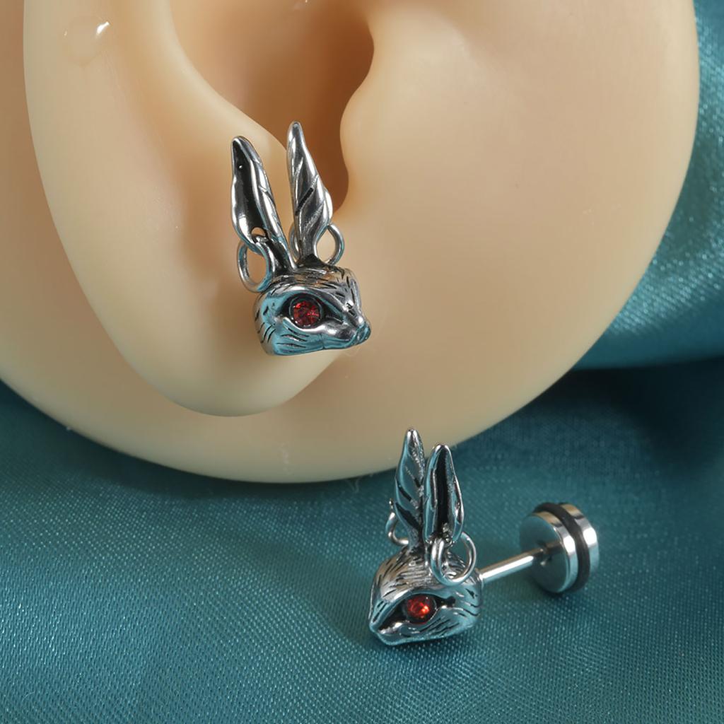 Unique Stainless Steel Skull Ear Piercings Goth Ear Studs Earrings Comfortable Wear Party Makeup for Fashion Enthusiasts