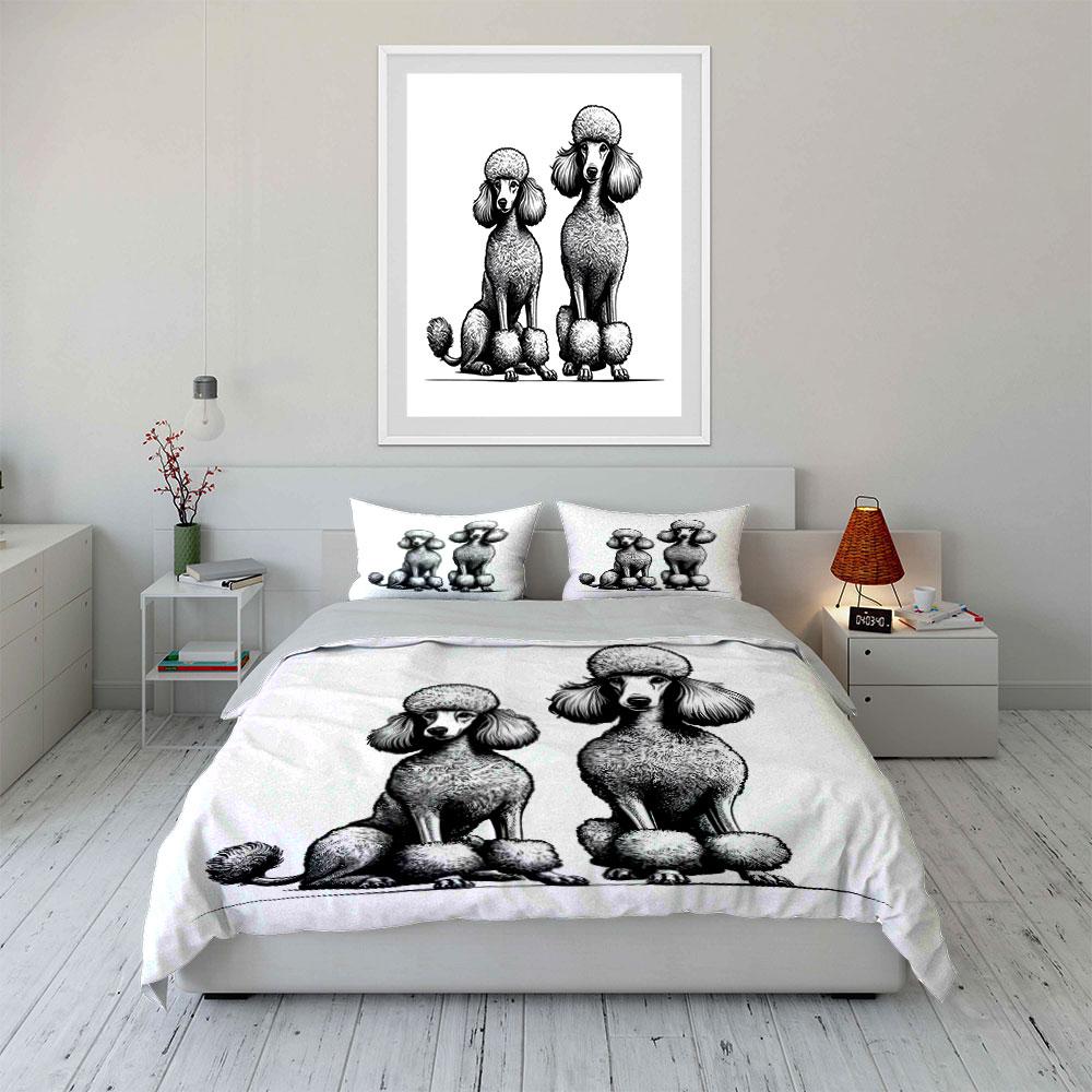 Elegant Poodles In Harmony. Bedding Sets Duvet Covers Pillowcases(1* Duvet Cover 2* Pillowcases Without Duvet Insert)