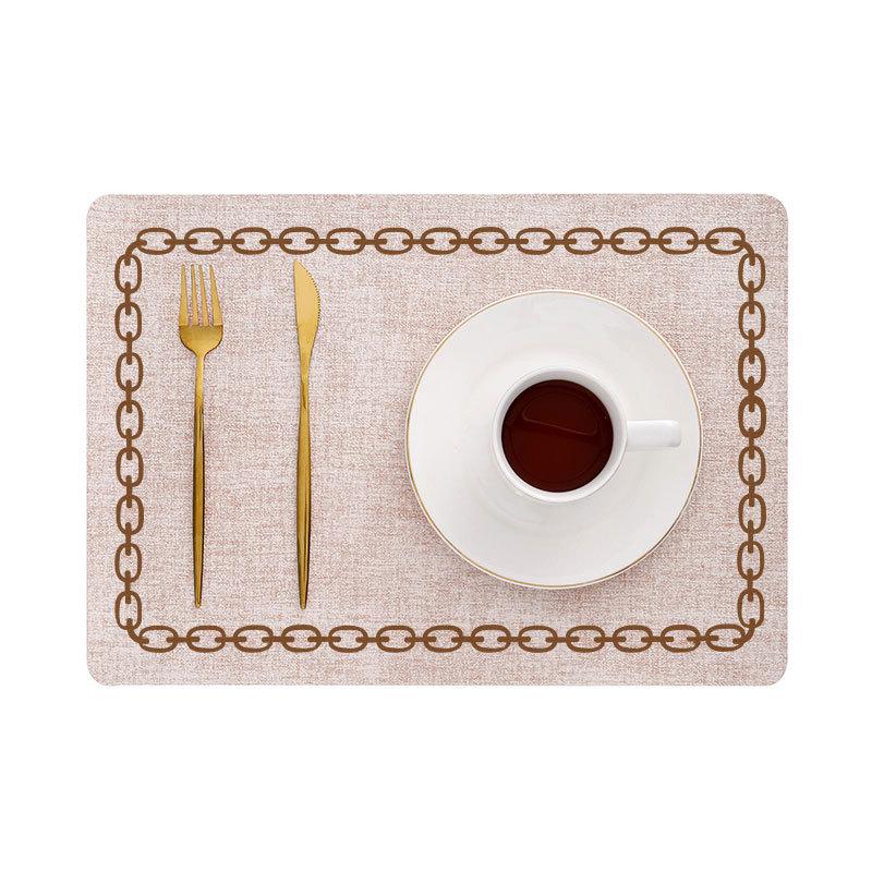 Leather placemat ins wind waterproof thermal insulation mat Nordic creative western food table mat Printable cloth pattern placemat
