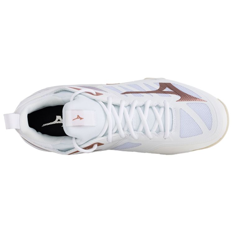 Mizuno Wave Dimension Unisex Low-Top Volleyball Shoes White Rose Gold V1GC224036