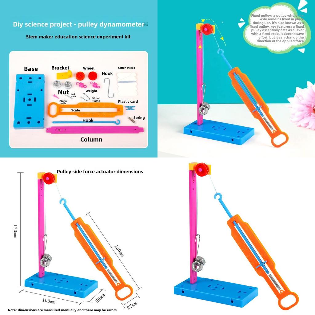Expérience Scientifique de Physique Bricolage Dynamomètre à Poulie Avec Matériel Pédagogique Pour Étudiants