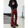 JYL Men's Flare Jeans American New Red Vintage Cleanfit High-Street Denim Pants