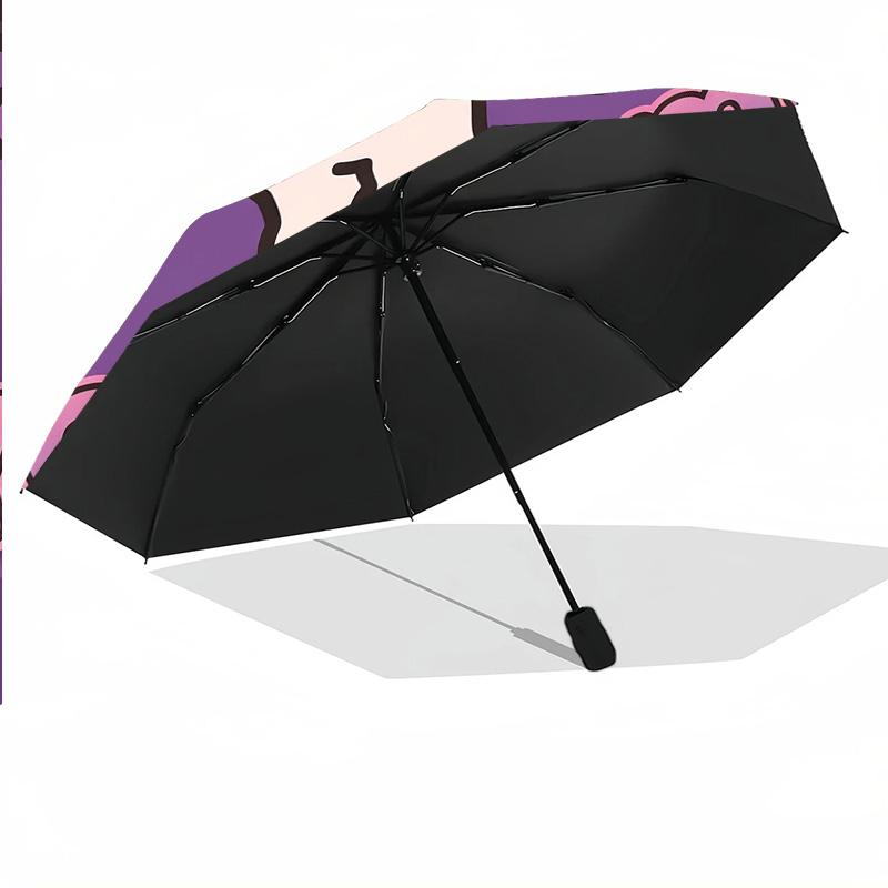 Custom Text Automatic 8 Bone Umbrella, Portable Sun Rain Protection UmbrellaKuromi