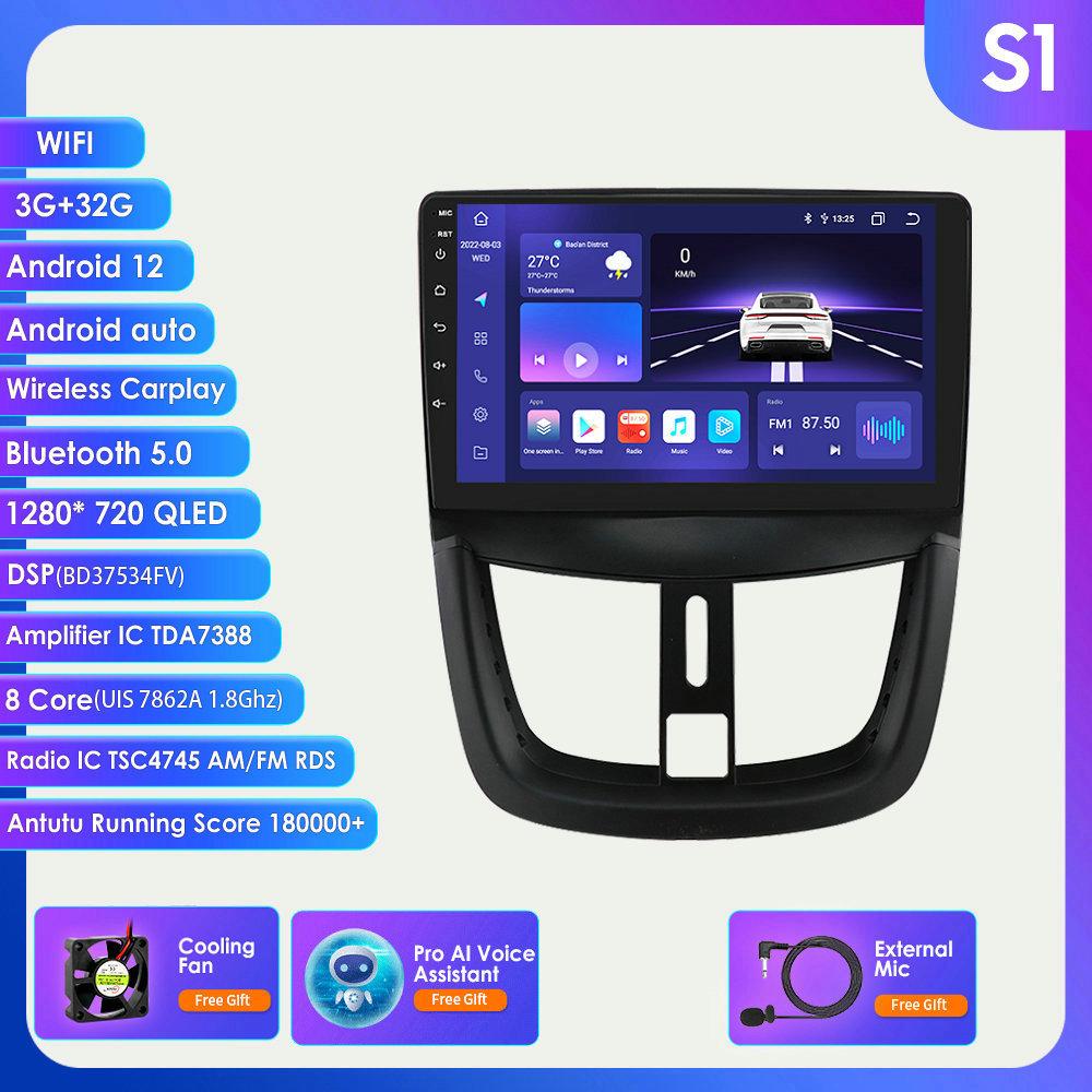 DSP IPS Android 12 Bilradio Multimedia Videospiller for Peugeot 207 CC 207CC 2006 - 2015 GPS 2Din RDS Stereo Intelligent Skjerm Autoradio Carplay