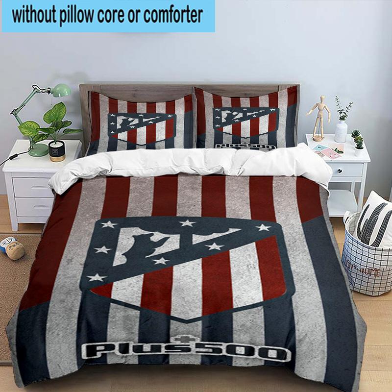 3pcs Atletico Football Club Printed Bedding Set Duvet Cover Closure Includes 1 Duvet Cover & 2 Pillowcases Bedding Sets Home Decor Gifts