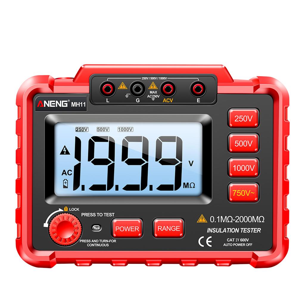 Aneng 250v/500v/1000v Digital Insulation Resistance Tester Backlight Display Megohm Meter (without Battery)