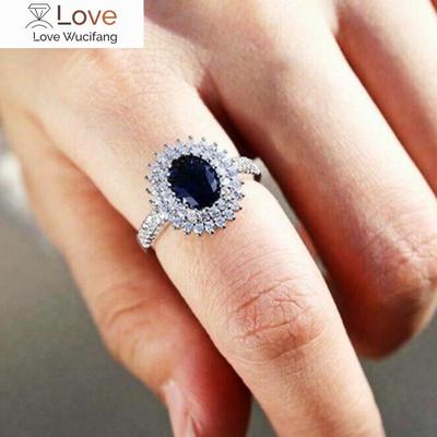 Dainty Female Party Rings with Blue Crystal Delicate Design Accessories Gift for Anniversary Temperament Lady Jewelry