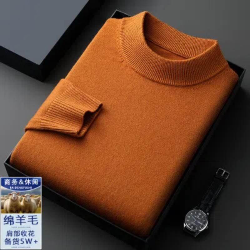 Смарт Кежуал Осінньо-Зимові Светри Нові Чоловічі Однотонні З Високим Коміром Простота Мода Бізнес З Довгим Рукавом Вільні Пуловери В'язаний Топ