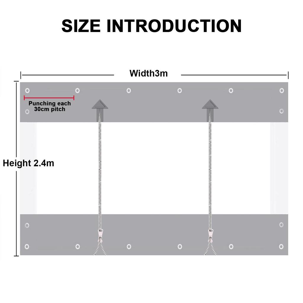 420 G/m² PVC Tarpaulin Transparent with Zip, Waterproof Tarpaulin for Outdoor Furniture, Porch, Pergola